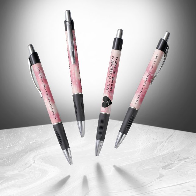 Caneta Aniversário de Casamento do Rosa Quartz Elegante (Elegant 2nd Rose Quartz Wedding Anniversary Dancing Pens Cover Photo)