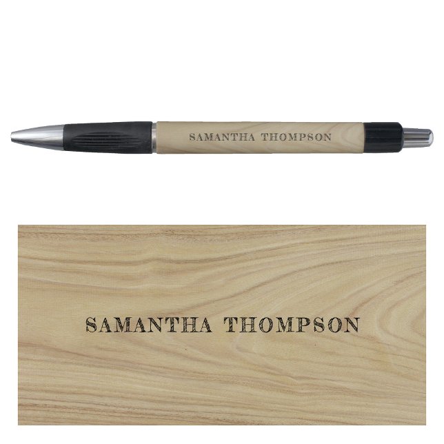 Caneta Aparência de madeira rústica personalizada gravada (Personalized Rustic Wood Engraved Look Pen)