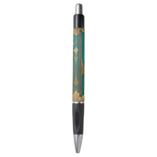 Caneta Art Deco em Azul e Dourado