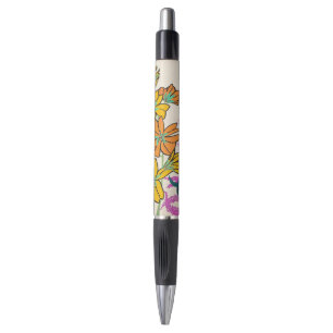 Caneta Arte Floral Art Déco Vibrante Magenta e Laranja