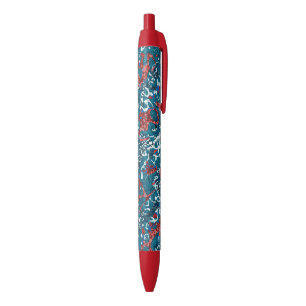 Caneta Azul Abstração Gráfica Preta-Vermelho Preto-Branco