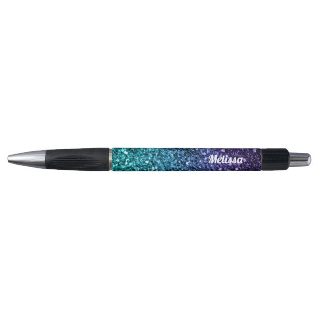 Caneta Azul-aqua Brilhante brilha personalizar (Frente)