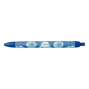 Caneta Azul Aqua-teal azul-areia dólar-aquarela personalizado