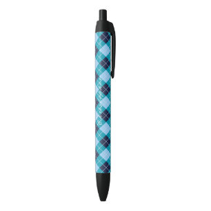 Caneta Azul Argyle Preta Nome Personalizado