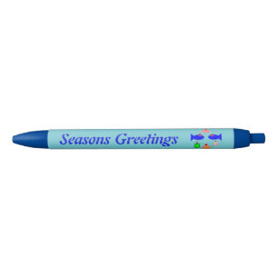 Caneta Azul Criaturas do Mar de Natal Personalizadas
