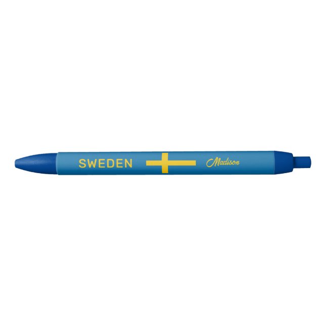 Caneta Azul Custom Name & Text Swedish Flag (Frente)