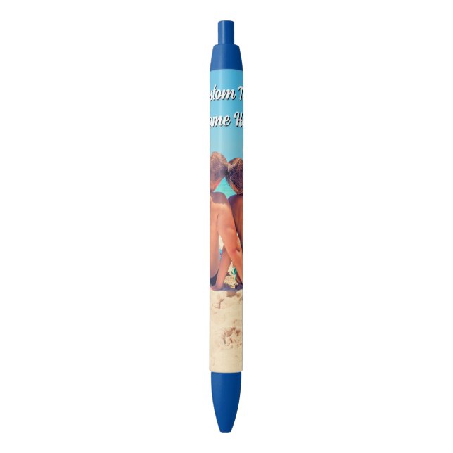 Caneta Azul Custom Photo Pen Personalized Text (Frente Vertical)