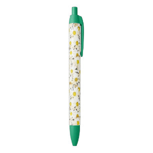 Caneta Azul Daisy White Daisies Trendy Floral Green Nature