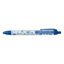 De Volta à Escola Aquarela Floral Azul