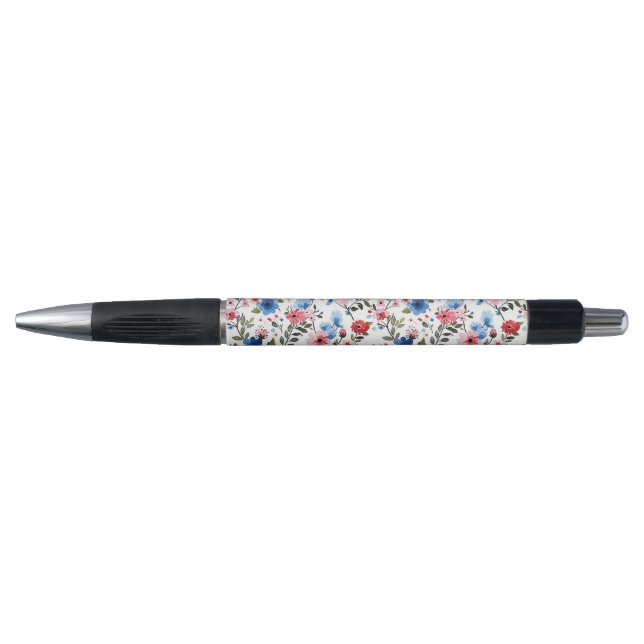 Caneta Azul e Floral Vermelho (Frente)