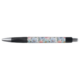 Caneta Azul e Rosa Floral