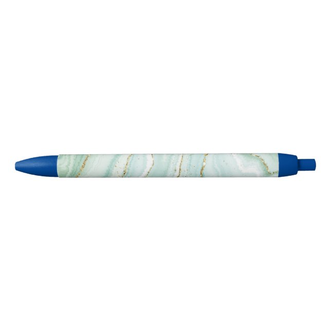 Caneta Azul elegante design de mármore líquido pintado à mão c (Frente)
