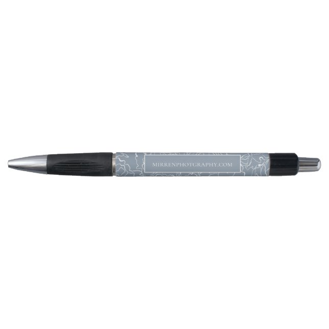 Caneta Azul Empoeirado Floral Simples Personalizado (Frente)