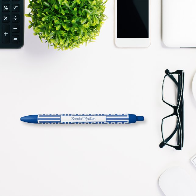 Caneta Azul Estilo de Latilha da Monograma Branco Azul (Criador carregado)