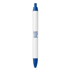 Caneta Azul "Fique calmo e vote" - branco azul