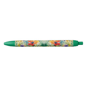 Caneta Azul Flores e Rosas adoráveis