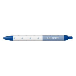 Caneta Azul Flores Forget Me Not Nome Personalizado 