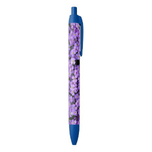 Caneta Azul Flores Violetas