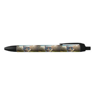 Caneta Azul Jogador De Golfe De Gato Animado Engraçado,