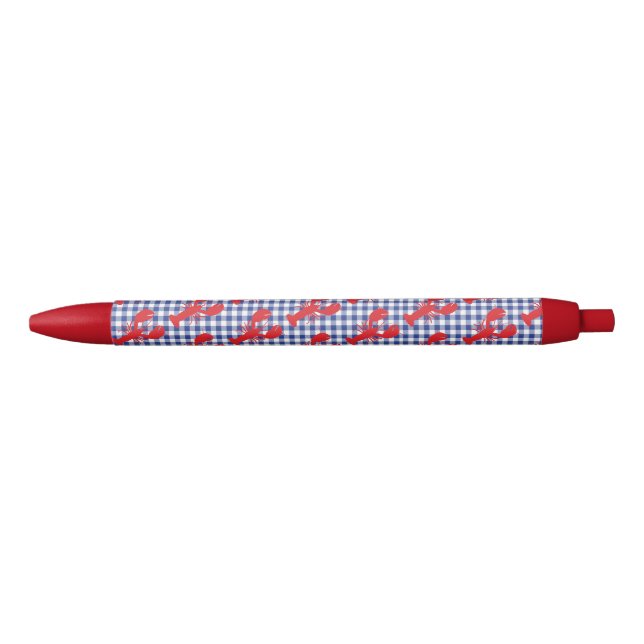 Caneta Azul Lobster Gingham Coastal Maine Fun (Frente)
