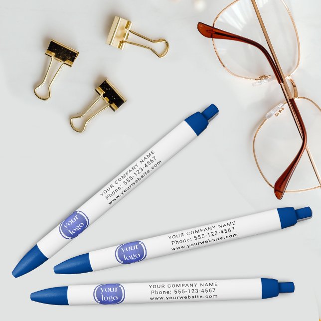 Caneta Azul Logotipo e Texto Simples Moderno Profissional (Criador carregado)