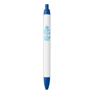 Caneta Azul MANTENHA CALMA Personalizada e SEU TEXTO - palavra