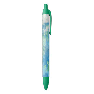 Caneta Azul Modelo Abstrato Moderno Elegante Azul Verde Branco
