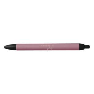 Caneta Azul Moderno Minimal Rosa Pó Script Personalizado
