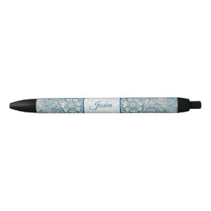 Caneta Azul Nome do Script Elegante de Padrão Floral Floral do