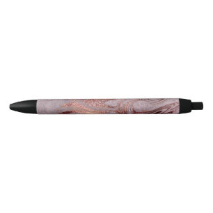 Caneta Azul Olho de mármore roxo de rosa de cobre elegante