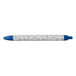 Caneta Azul Padrão Floral do Prado de Coral