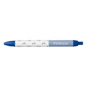 Caneta Azul Pequena Flor Nome Personalizado 