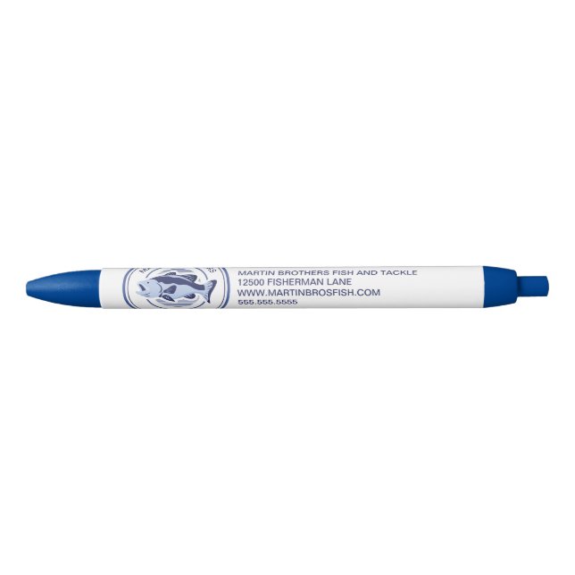 Caneta Azul Pescador Personalizado Peixe-Bass Azul (Frente)