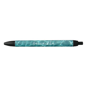 Caneta Azul Piscina Verde Aquático Nome com Letra Curly