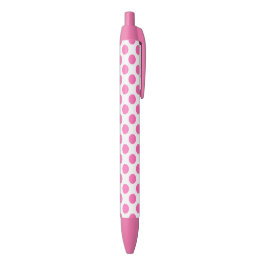 Caneta Azul Pontos Pintados Rosa Quente