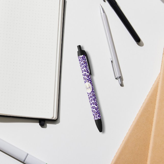 Caneta Azul Púrpura e Dourada Padrão-Leopardo (Criador carregado)