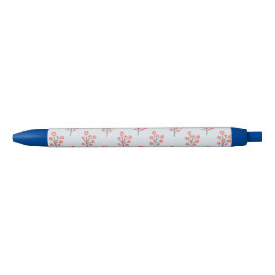 Caneta Azul Raminhos de Flor de Coral no padrão Azul Nebuloso