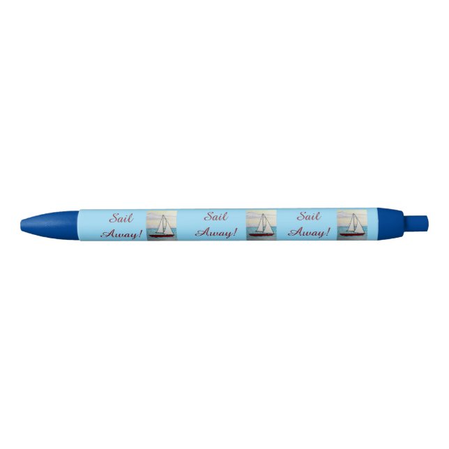 Caneta Azul Red Sailboat Sail Away  (Frente)