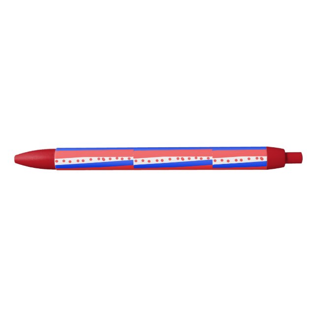 Caneta Azul Red White Blue Circles Stripes  (Frente)
