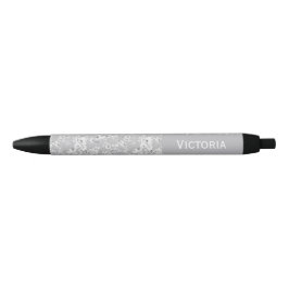Caneta Azul Rosas Vintage Nome Personalizado