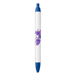 Caneta Azul Sangue Encantado - Crânio Floral Místico