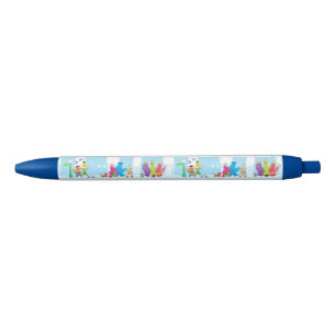Caneta Azul Sesame Pals Caminhando Ao Longo Do Padrão Da Rua S