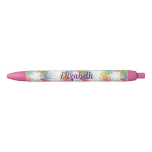 Caneta Azul Texto de Nome Personalizado Fofo Romântico Colorid
