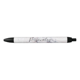 Caneta Azul Toque de Mármore Cinza Branco Rosa Remoinho Chic M