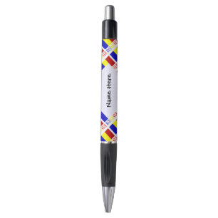 Caneta Bandeira Romena Romênia Titled Preta Personalizaçã