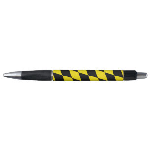 Caneta Baviera Preto e Amarelo Padrão de Bandeira de Diam