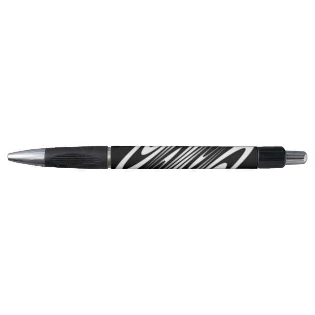 Caneta black and white smooth organic wavy pattern (Frente)