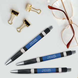 Caneta Bloco de Cor Azul Simples Preto com Nome