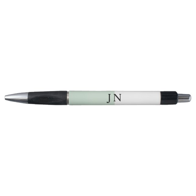 Caneta Bloco de Cor Monograma Verde Pastel Branco (Frente)
