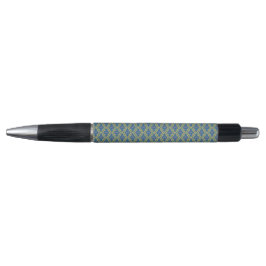 Caneta Blue and Yellow Geometric Pattern Pen